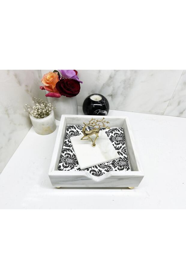 Doğal Mermer Peçetelik Gold Geyik Objeli - 4
