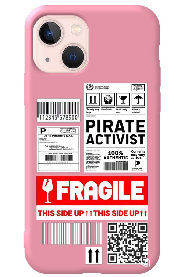 iPhone 13 Pink Premium Velvet Fragile Patterned Silicone Phone Case