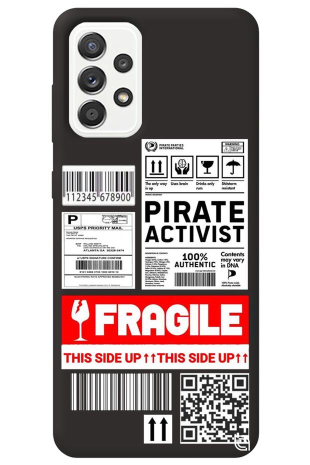 Samsung Galaxy A52 Black Premium Velvet Fragile Patterned Silicone Phone Case