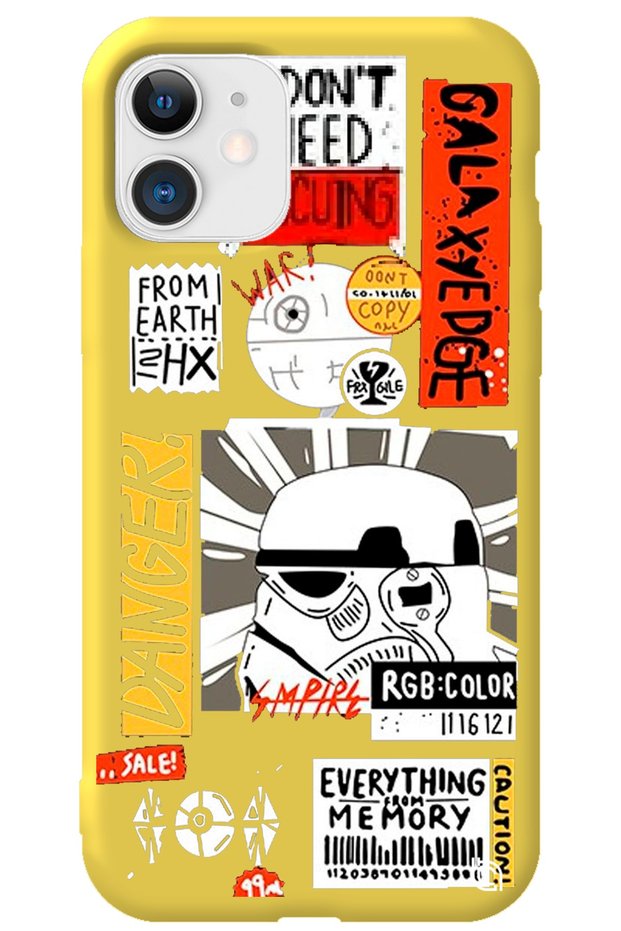 iPhone 11 Yellow Premium Velvet Danger Patterned Silicone Phone Case
