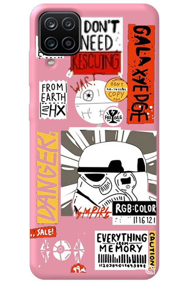 Samsung M12 Pink Premium Velvet Danger Patterned Silicone Phone Case