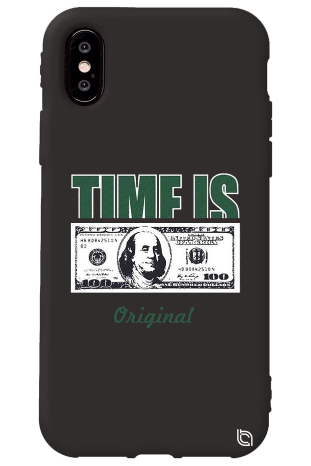iPhone XS Black Premium Velvet Money Patterned Silicone Phone Case