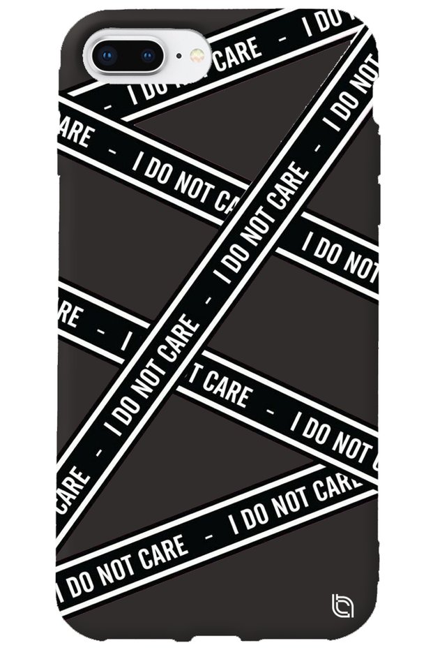 iPhone 7 Plus Black Premium Velvet Inside Dont Care Patterned Silicone Phone Case