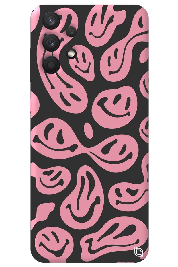 Samsung A23 4g Pink Premium Velvet Inside Smile Patterned Silicone Phone Case