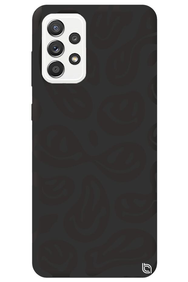 Samsung A73 Black Premium Velvet Inside Smile Patterned Silicone Phone Case