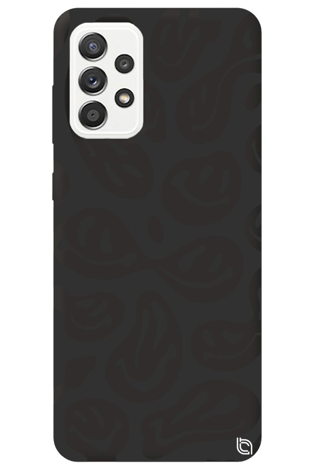 Silicone Phone Case for Samsung Galaxy A52 Black Premium Inside Velvet Smile Pattern
