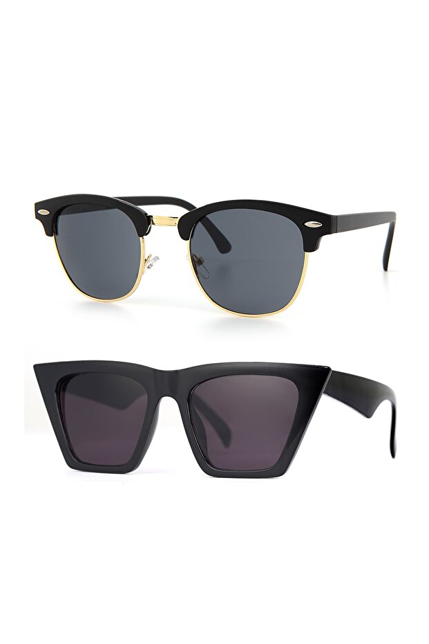 Black Double Women's Sunglasses Set Stsa000601