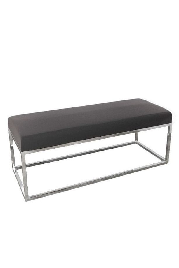 Stil Bench Paslanmaz Ayak Koyu Gri Kumaş, Bench Puf, Yatak Ucu Bench, Yemek Masası Bench - 2
