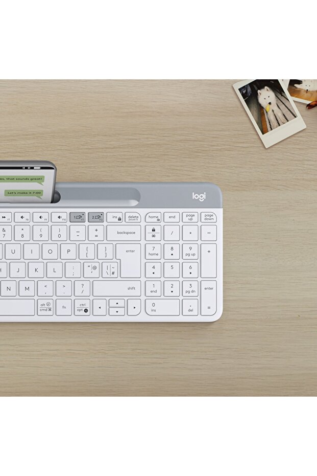 K580 Ultra Ince Çoklu Cihaz Özellikli Türkçe Bluetooth Klavye - Beyaz - 3