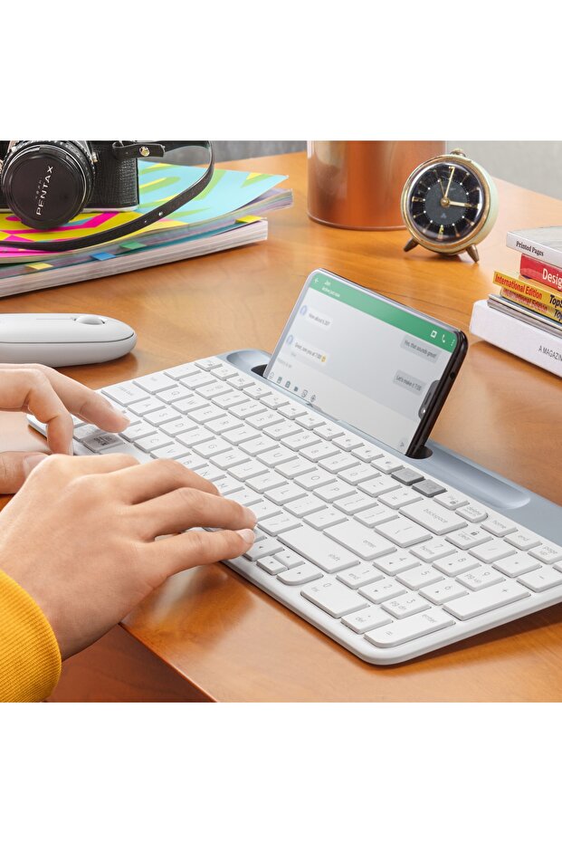 K580 Ultra Ince Çoklu Cihaz Özellikli Türkçe Bluetooth Klavye - Beyaz - 6