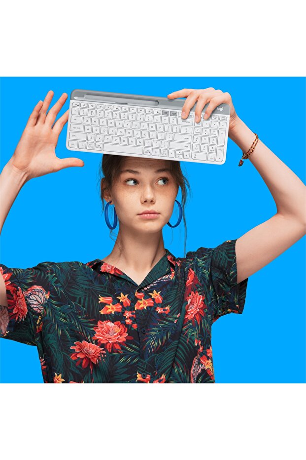 K580 Ultra Ince Çoklu Cihaz Özellikli Türkçe Bluetooth Klavye - Beyaz - 7