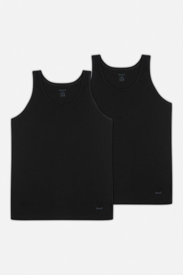 قميص داخلي رجالي أساسي من Scott Strappy مكون من قطعتين باللون الأسود - 1