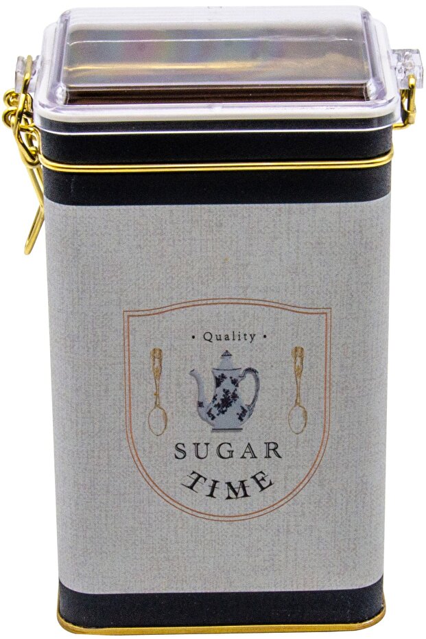Er048-6f Sugar Patterned Rectangular Metal Storage Container 8x10cm - 1