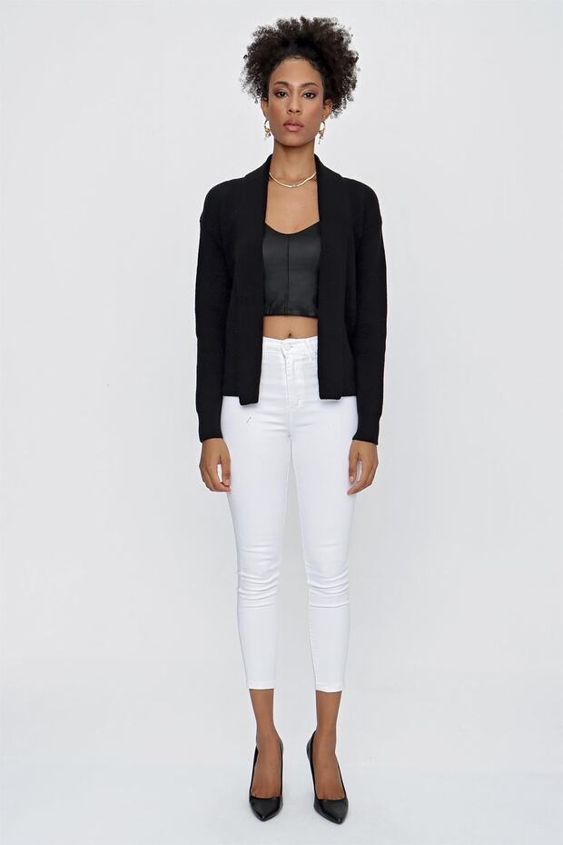 Women's Shawl Collar Melange Knitwear Cardigan Black 23w319