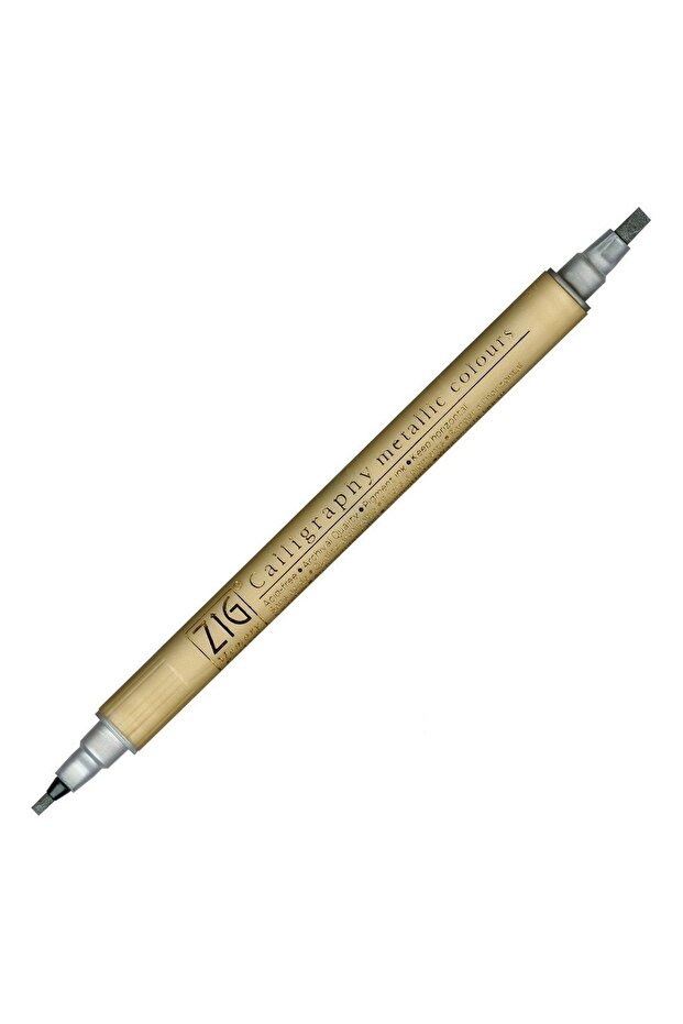 Çift Uçlu Yaldızlı Kaligrafi Kalemi 2 Mm 3.5 Mm 102 Metallic Silver - 2
