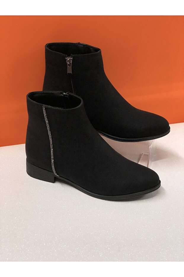 Taş Şeritli Kısa Düz Taban Kadın Boti Bot - 5