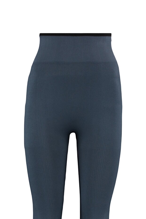 Antracitové bezešvé/bezešvé kontrastní barva Detailní pletené sportovní punčochy po celé délce TWOAW23TY00030 - 8