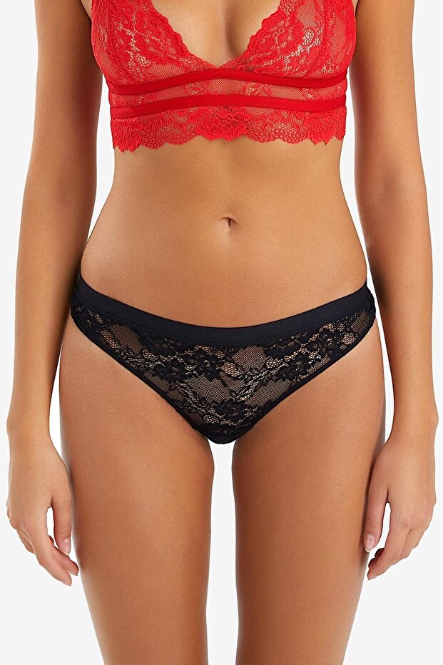 2042 Siyah String Külot - 1