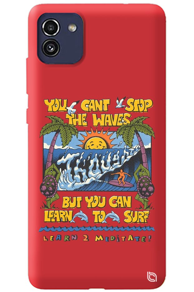 Samsung A03 Red Premium Velvet Inside Waves Patterned Silicone Phone Case