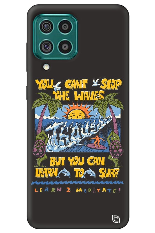Samsung A22 Black Premium Velvet Inside Waves Patterned Silicone Phone Case