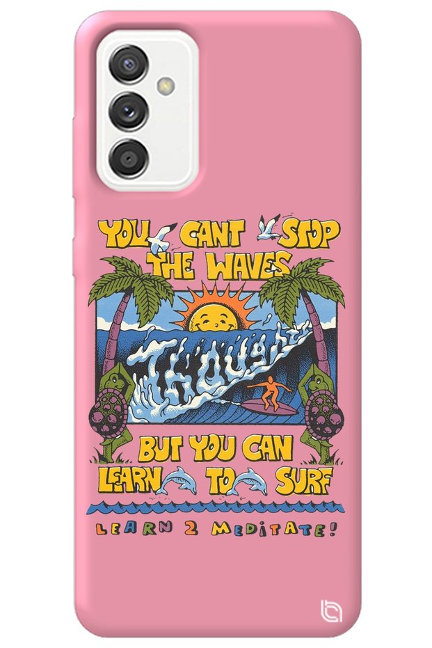 Samsung M52 Pink Premium Velvet Inside Waves Patterned Silicone Phone Case
