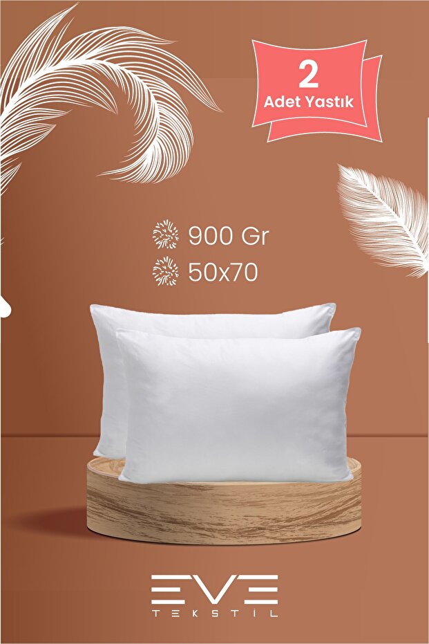 2 Pieces Pollycotton Silicone Pillow 50 X 70 Cm 900 gr