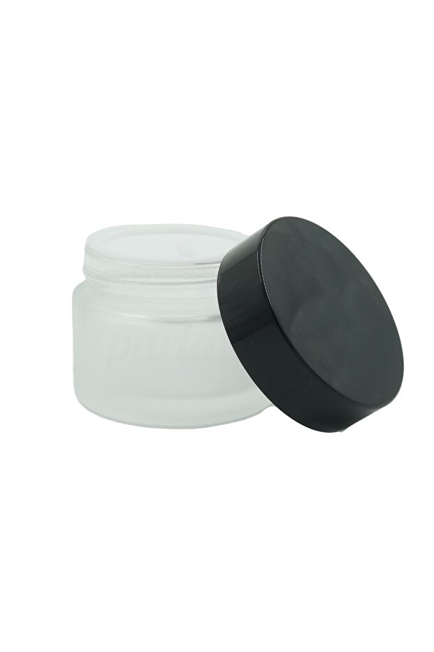 Transparent Frosted Glass Cream Jar with Black Lid-30 Cc