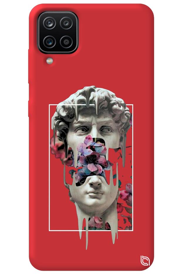 Samsung M12 Red Premium Velvet David Patterned Silicone Phone Case