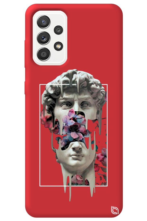 Samsung A33 Red Premium Velvet David Patterned Silicone Phone Case