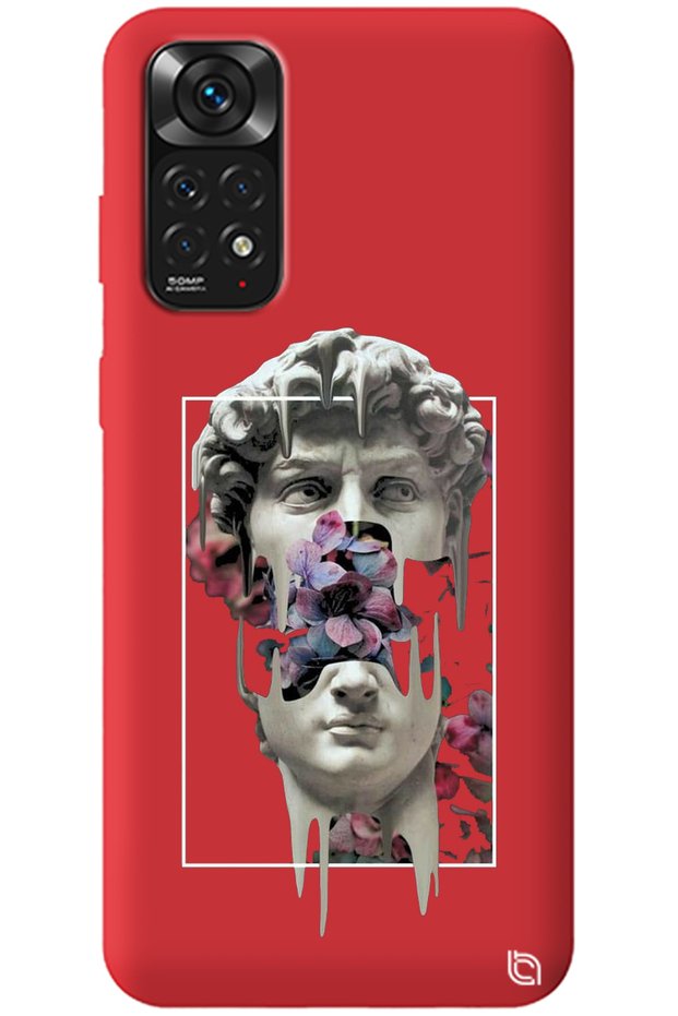 Xiaomi Redmi Note 11 Red Premium Velvet David Patterned Silicone Phone Case