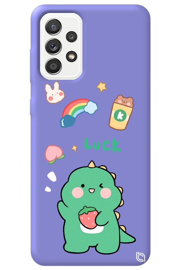 Samsung A33 Lilac Premium Velvet Dinosaur Patterned Silicone Phone Case