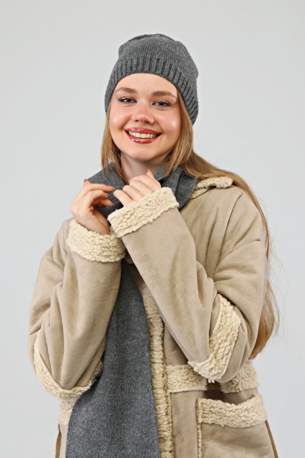 - Set beretă eșarfă gri - 2