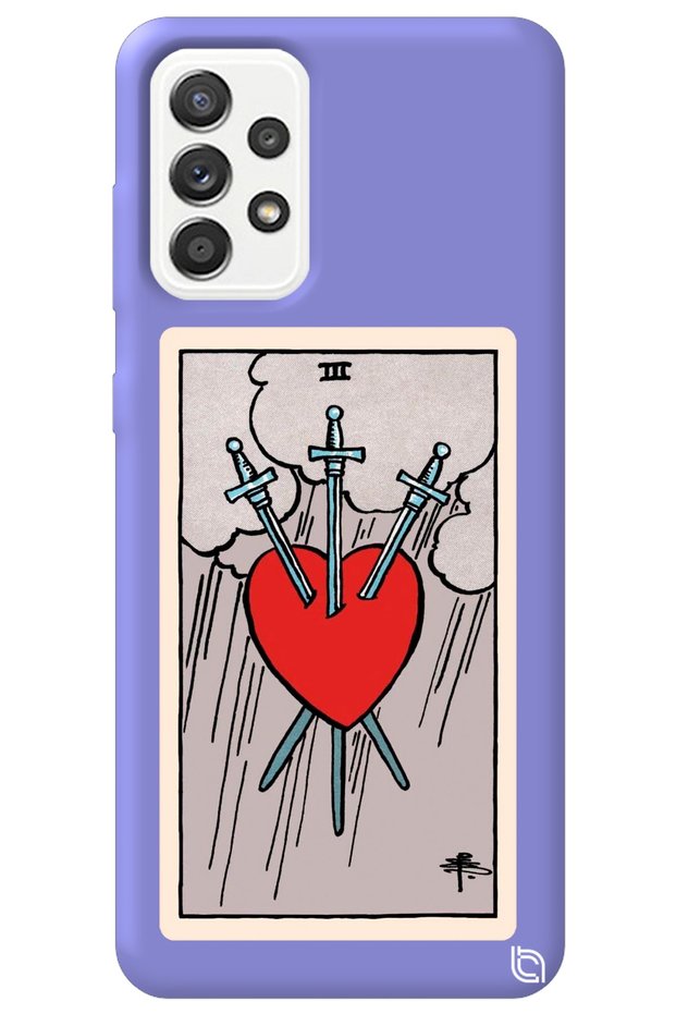 Samsung A73 Lilac Premium Velvet Inside Tarot Heart Patterned Silicone Phone Case