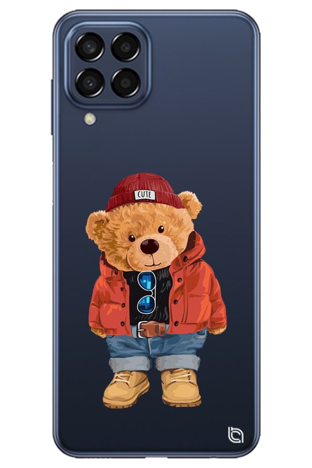 Samsung M22 Clear Premium Teddy Bear Patterned Silicone Phone Case
