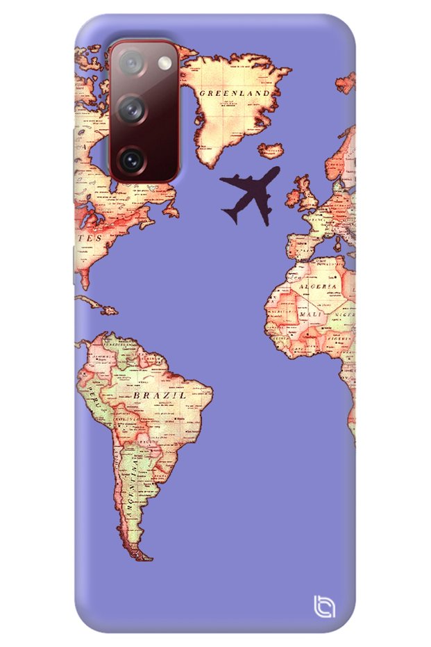 Samsung A02S Lilac Premium Velvet Map Patterned Silicone Phone Case