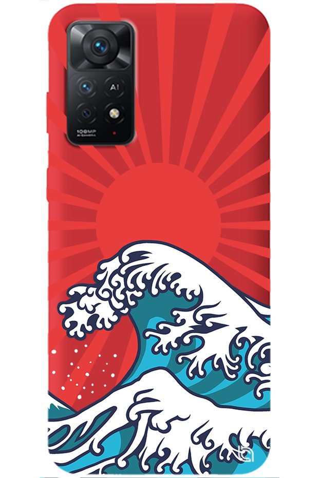 Xiaomi Redmi Note 11 Pro Red Premium Velvet Japanese Patterned Silicone Phone Case