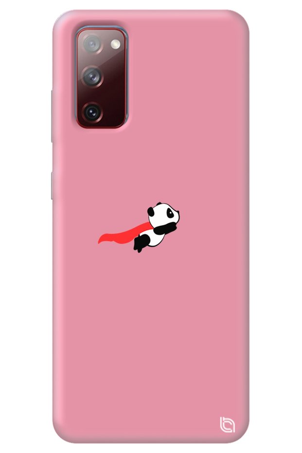 Samsung A03S Pink Premium Velvet Inside Flying Panda Patterned Silicone Phone Case