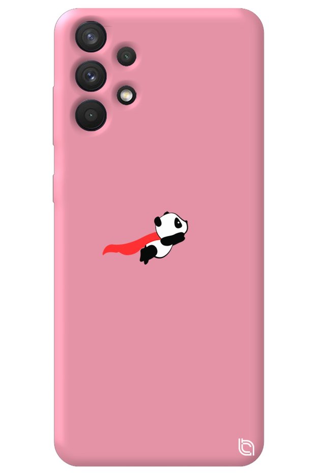 Samsung A23 4g Pink Premium Velvet Inside Flying Panda Patterned Silicone Phone Case