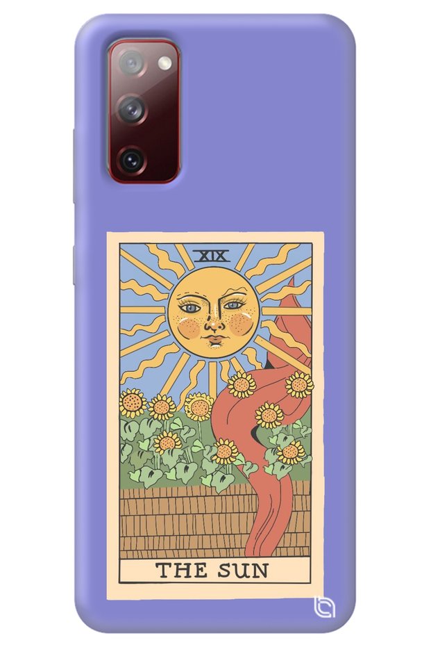 S20 Fe Compatible Lilac Premium Velvet Tarot Sun Patterned Silicone Phone Case
