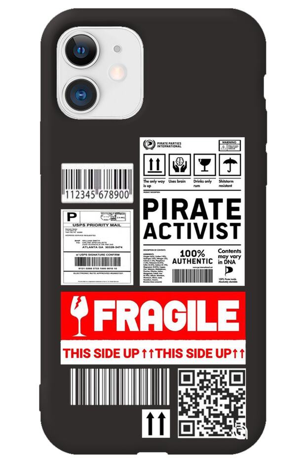 iPhone 12 Black Premium Velvet Fragile Patterned Silicone Phone Case