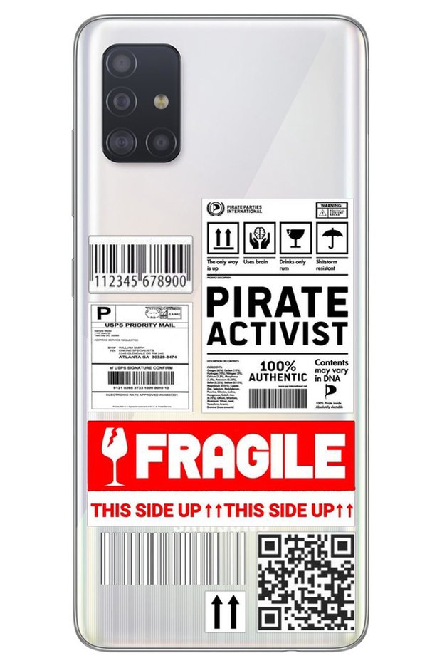 Transparent Silicone Phone Case with Patterned Samsung A51 Fragile