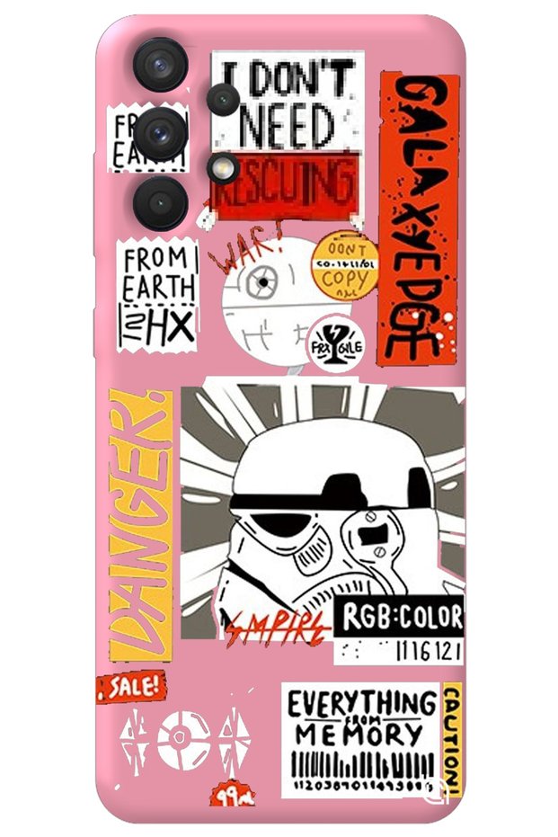 Samsung A13 4g Pink Premium Velvet Danger Patterned Silicone Phone Case