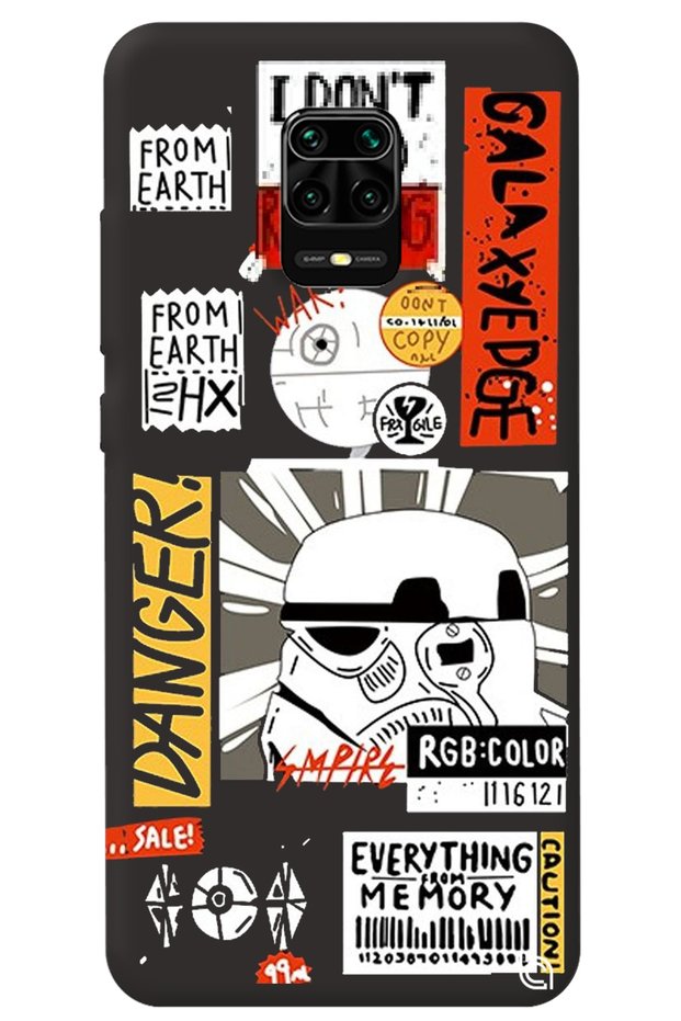 Xiaomi Redmi Note 9S Black Premium Velvet Danger Patterned Silicone Phone Case
