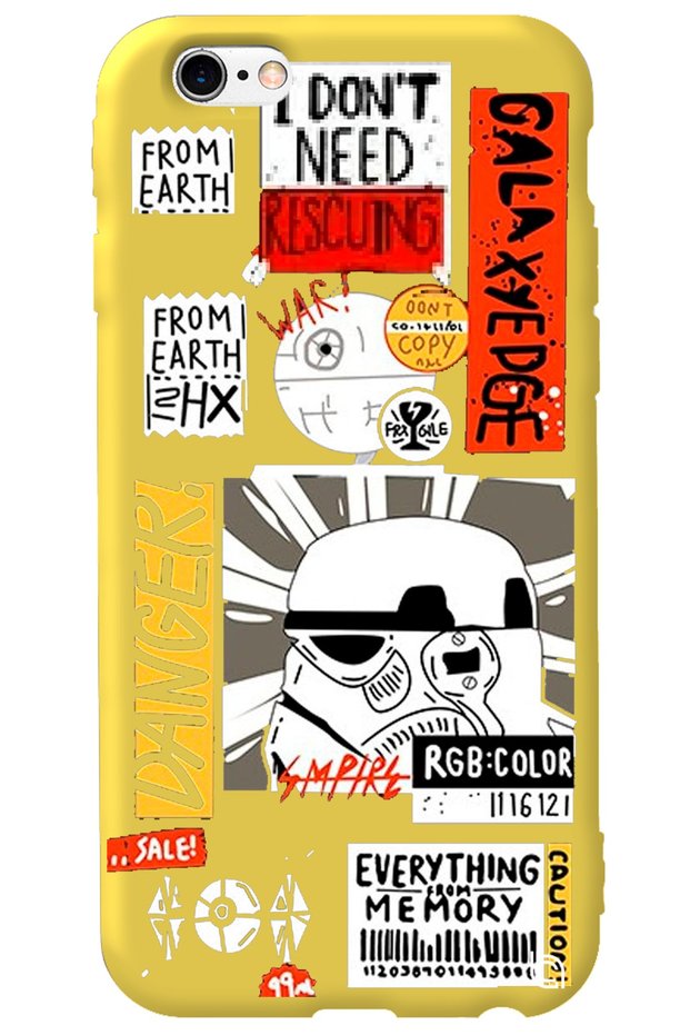iPhone 6 Plus Yellow Premium Velvet Danger Patterned Silicone Phone Case