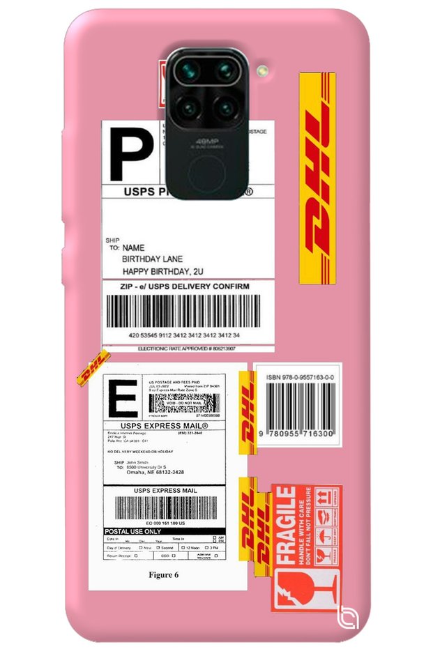 Xiaomi Redmi Note 9 Pink Premium Velvet Inside Express Patterned Silicone Phone Case