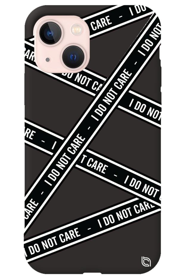 iPhone 14 Black Premium Velvet Inside Dont Care Patterned Silicone Phone Case