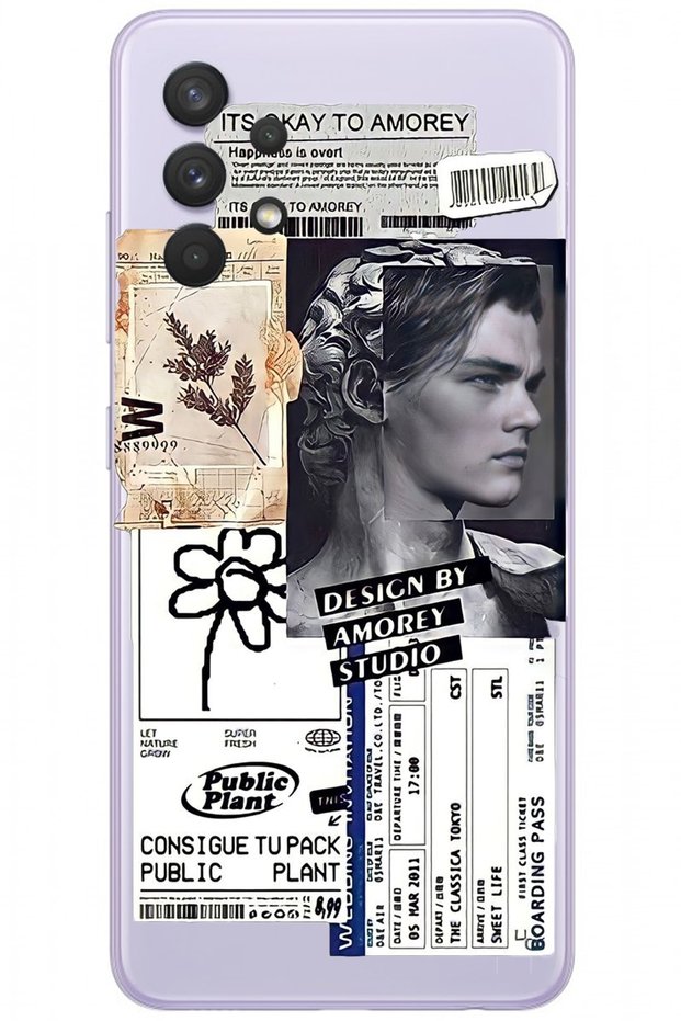 Transparent Silicone Phone Case with Patterned Collage Samsung A32