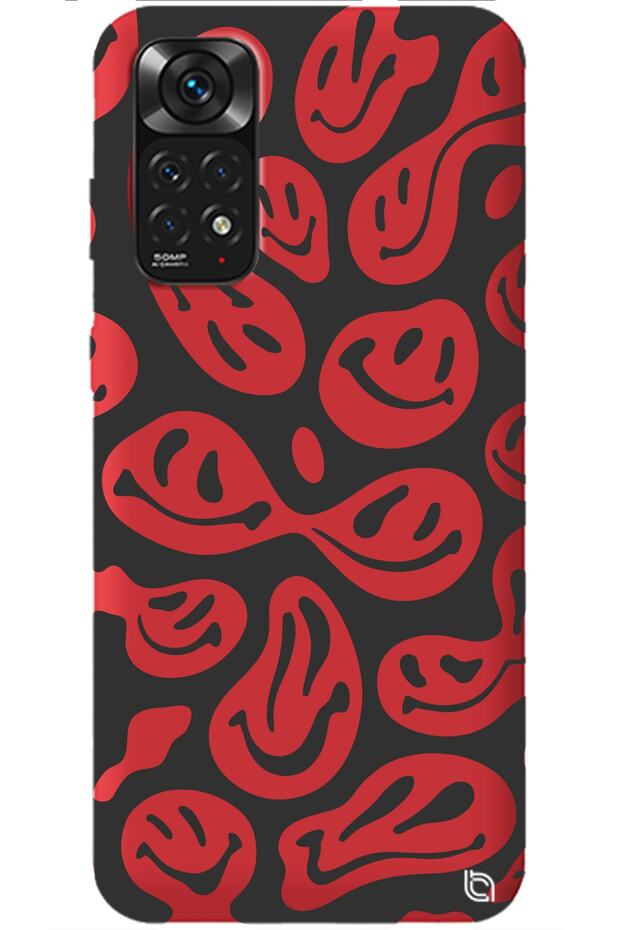 Xiaomi Redmi Note 11 Red Premium Velvet Smile Patterned Silicone Phone Case