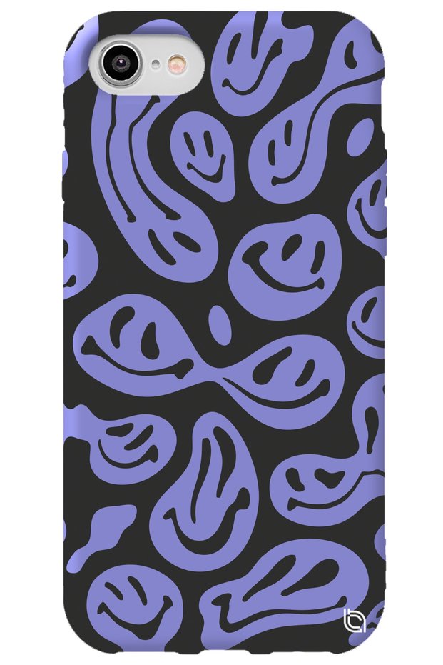 iPhone 8 Lilac Premium Velvet Smile Patterned Silicone Phone Case