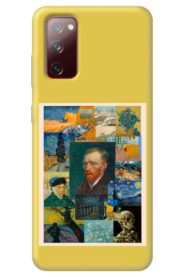 Samsung A03S Yellow Premium Velvet Van Gogh Patterned Silicone Phone Case